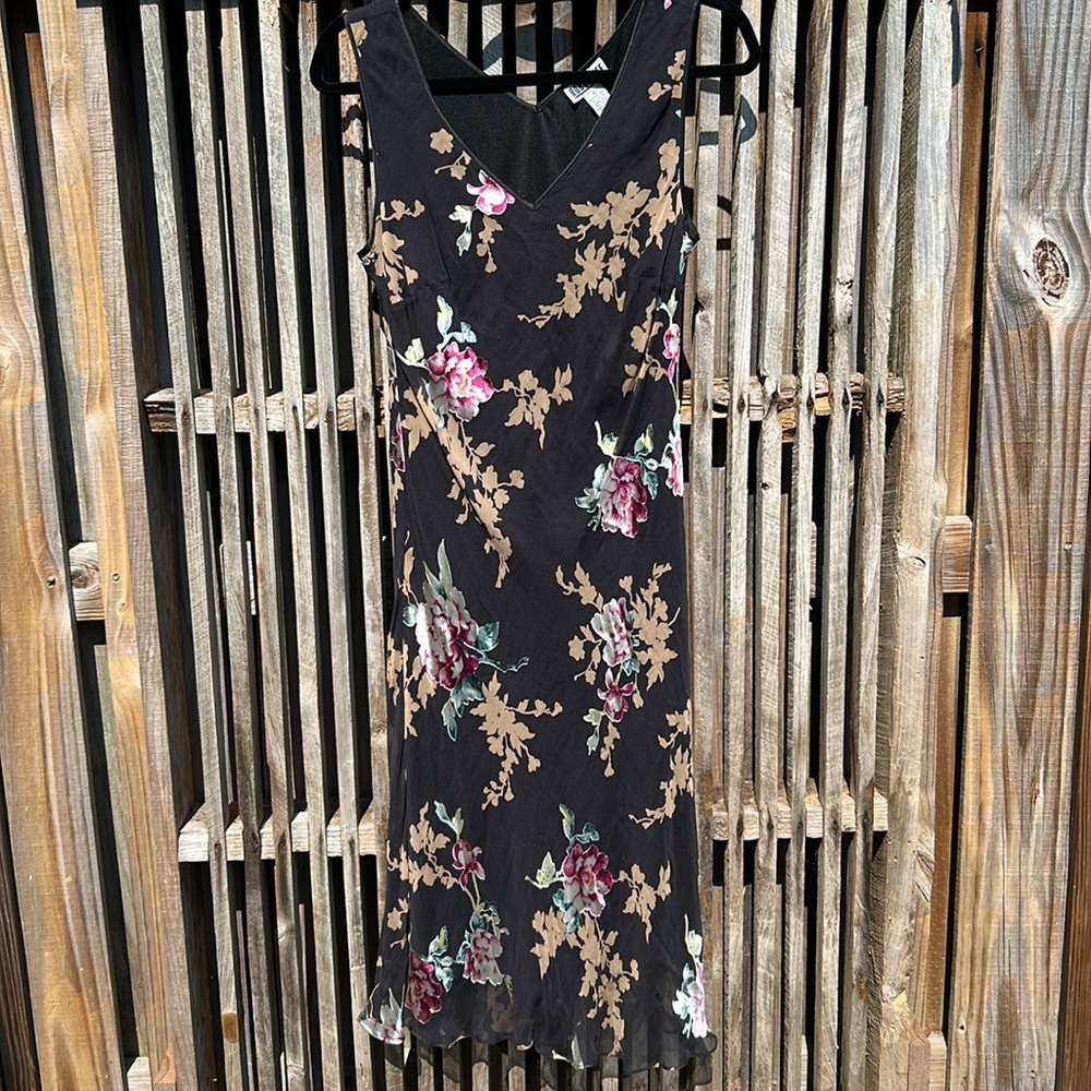 silk blend dress sleeveless mid length a sheer jacket black with silk jewel tone
